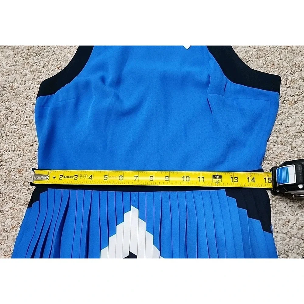 New Banana Republic Color block chevron‎ Pleated midi dress 4 Royal Blue